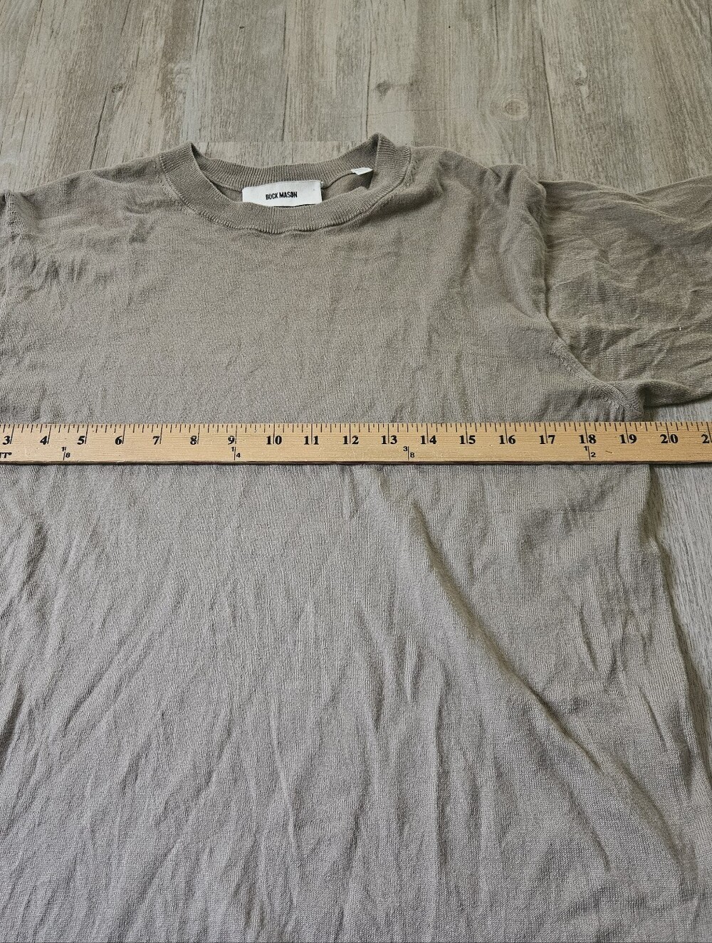 Buck Mason Men's Tan Como Cashmere Cotton Blend Crewneck T-Shirt Medium - Picture 5 of 7